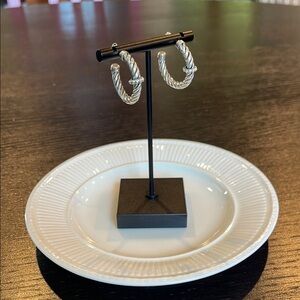 Silver Rope Design Pierced Earrings